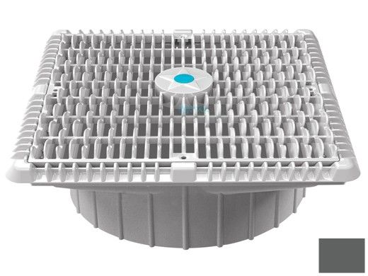 AquaStar 12"X12" Square Wave Suction Outlet and Deep Frame  & Vented Riser Ring | Dark Gray | WAV12WR105A