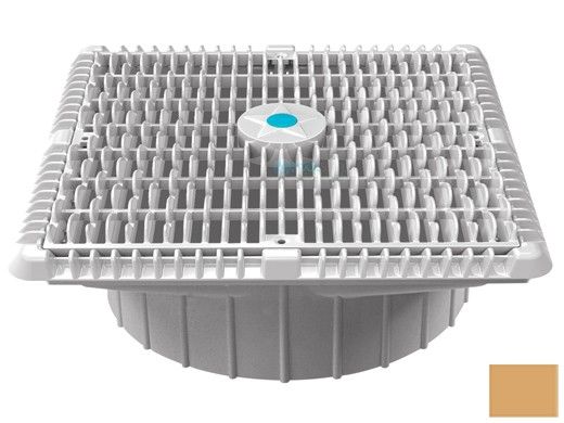 AquaStar 12"X12" Square Wave Suction Outlet and Deep Frame  & Vented Riser Ring | Tan | WAV12WR108A