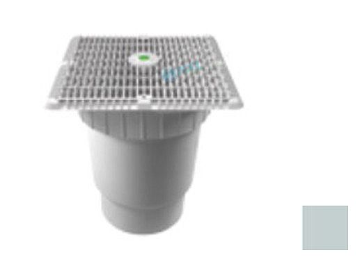 AquaStar 12" Square Wave Suction Outlet Cover with Vented Riser Ring with Double Deep Sump Bucket with 6" Spigot (VGB Series) Light Gray | WAV12WR103E