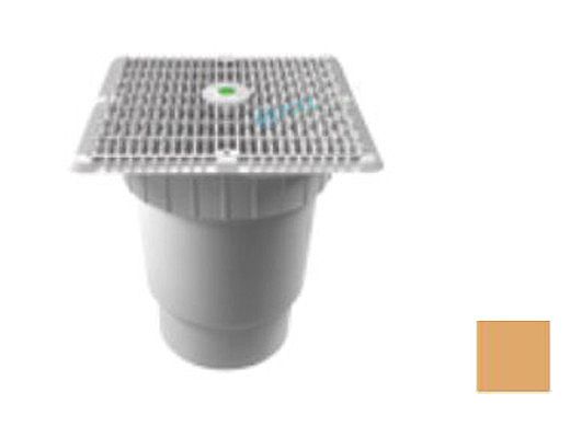 AquaStar 12" Square Wave Suction Outlet Cover with Vented Riser Ring with Double Deep Sump Bucket with 6" Spigot (VGB Series) Tan | WAV12WR108E