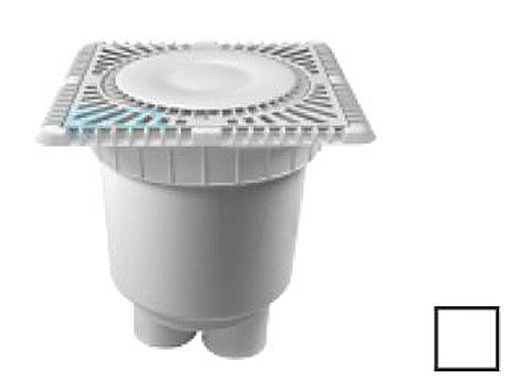 AquaStar 9" Square Sun Grate with Vented Riser Ring with 2 Port Double Deep Sump Bucket (VGB Series) White | SUN9WR101B