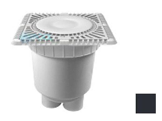 AquaStar 9" Square Sun Grate with Vented Riser Ring with 2 Port Double Deep Sump Bucket (VGB Series) Black | SUN9WR102B