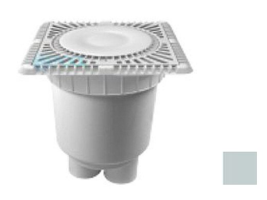 AquaStar 9" Square Sun Grate with Vented Riser Ring with 2 Port Double Deep Sump Bucket (VGB Series) Light Gray | SUN9WR103B