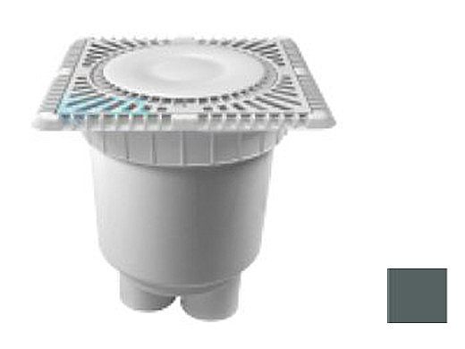 AquaStar 9" Square Sun Grate with Vented Riser Ring with 2 Port Double Deep Sump Bucket (VGB Series) Dark Gray | SUN9WR105B