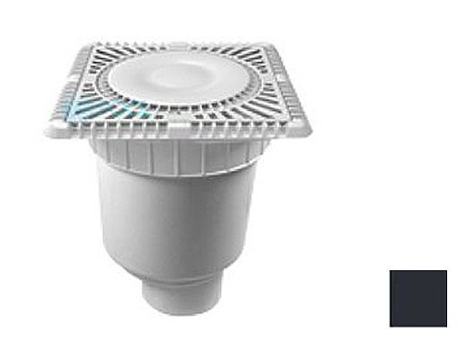 AquaStar 9" Square Sun Grate with Vented Riser Ring with Double Deep Sump Bucket with 4" Spigot (VGB Series) Black | SUN9WR102C