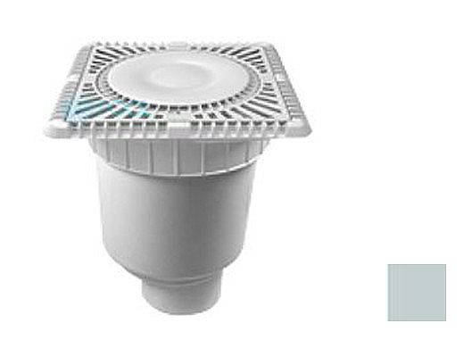 AquaStar 9" Square Sun Grate with Vented Riser Ring with Double Deep Sump Bucket with 4" Spigot (VGB Series) Light Gray | SUN9WR103C