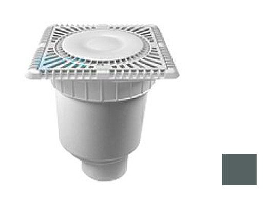 AquaStar 9" Square Sun Grate with Vented Riser Ring with Double Deep Sump Bucket with 4" Spigot (VGB Series) Dark Gray | SUN9WR105C