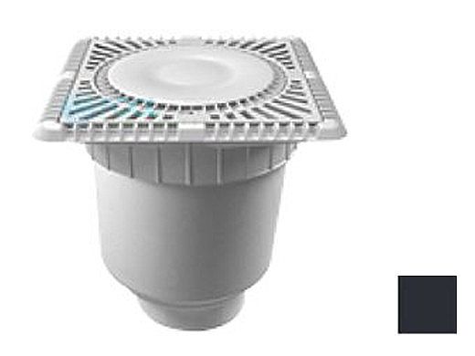 AquaStar 9" Square Sun Grate with Vented Riser Ring with Double Deep Sump Bucket with 4" Socket (VGB Series) Black | SUN9WR102D