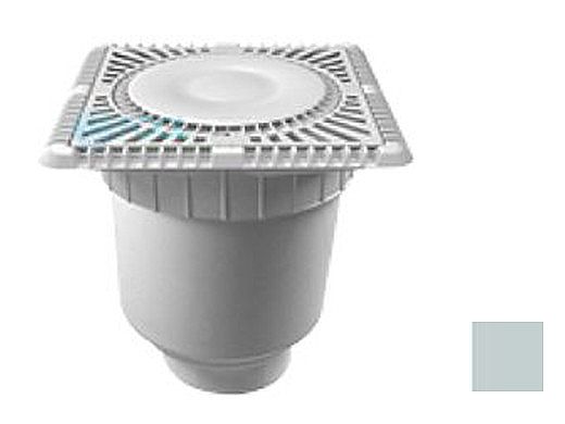 AquaStar 9" Square Sun Grate with Vented Riser Ring with Double Deep Sump Bucket with 4" Socket (VGB Series) Light Gray | SUN9WR103D