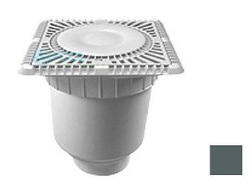 AquaStar 9" Square Sun Grate with Vented Riser Ring with Double Deep Sump Bucket with 4" Socket (VGB Series) Dark Gray | SUN9WR105D