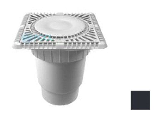 AquaStar 9" Square Sun Grate with Vented Riser Ring with Double Deep Sump Bucket with 6" Spigot (VGB Series) Black | SUN9WR102E
