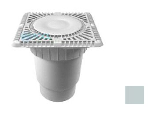 AquaStar 9" Square Sun Grate with Vented Riser Ring with Double Deep Sump Bucket with 6" Spigot (VGB Series) Light Gray | SUN9WR103E