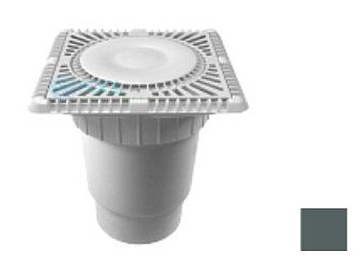 AquaStar 9" Square Sun Grate with Vented Riser Ring with Double Deep Sump Bucket with 6" Spigot (VGB Series) Dark Gray | SUN9WR105E