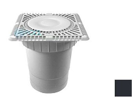 AquaStar 9" Square Sun Grate with Vented Riser Ring with Double Deep Sump Bucket with 6" Socket (VGB Series) Black | SUN9WR102F