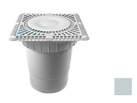 AquaStar 9" Square Sun Grate with Vented Riser Ring with Double Deep Sump Bucket with 6" Socket (VGB Series) Light Gray | SUN9WR103F
