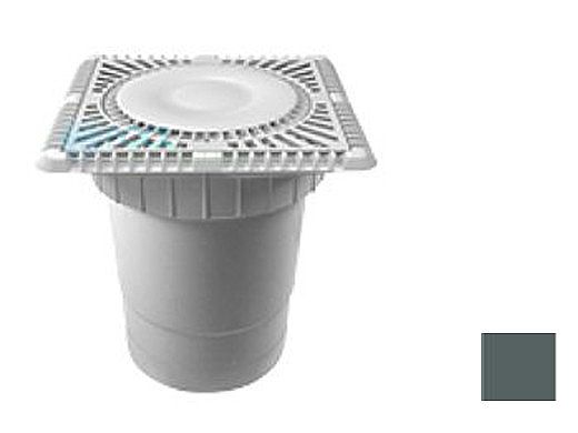 AquaStar 9" Square Sun Grate with Vented Riser Ring with Double Deep Sump Bucket with 6" Socket (VGB Series) Dark Gray | SUN9WR105F