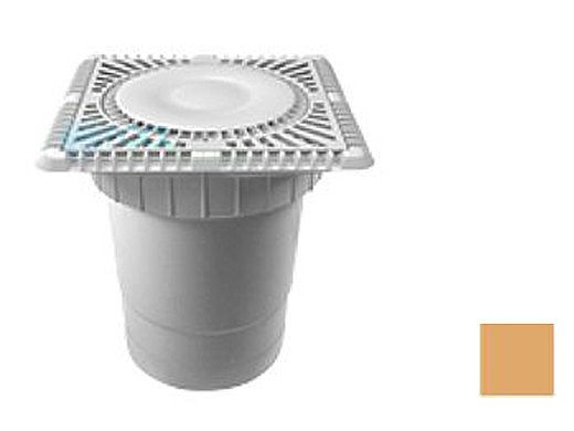 AquaStar 9" Square Sun Grate with Vented Riser Ring with Double Deep Sump Bucket with 6" Socket (VGB Series) Tan | SUN9WR108F
