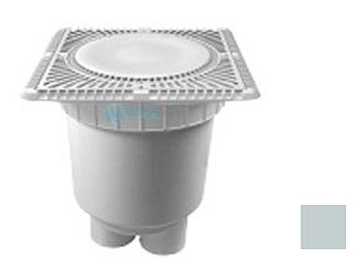 Aquastar 12" Square Sun Grate with Vented Riser Ring with 2 Port Double Deep Sump Bucket (VGB Series) Light Gray | SUN12WR103B