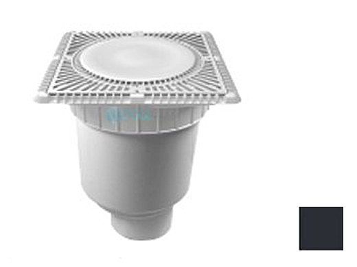 Aquastar 12" Square Sun Grate with Vented Riser Ring with Double Deep Sump Bucket with 4" Spigot (VGB Series) Black | SUN12WR102C