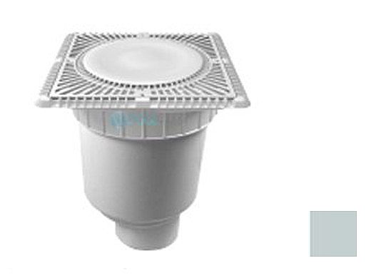 Aquastar 12" Square Sun Grate with Vented Riser Ring with Double Deep Sump Bucket with 4" Spigot (VGB Series) Light Gray | SUN12WR103C
