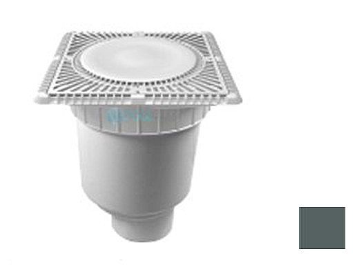 Aquastar 12" Square Sun Grate with Vented Riser Ring with Double Deep Sump Bucket with 4" Spigot (VGB Series) Dark Gray | SUN12WR105C