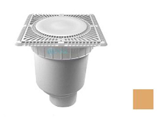 Aquastar 12" Square Sun Grate with Vented Riser Ring with Double Deep Sump Bucket with 4" Spigot (VGB Series) Tan | SUN12WR108C
