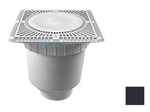 Aquastar 12" Square Sun Grate with Vented Riser Ring with Double Deep Sump Bucket with 4" Socket (VGB Series) Black | SUN12WR102D