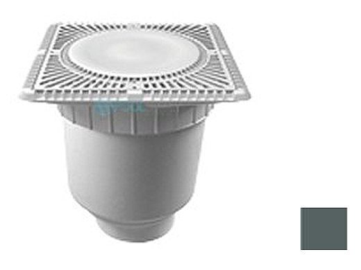 Aquastar 12" Square Sun Grate with Vented Riser Ring with Double Deep Sump Bucket with 4" Socket (VGB Series) Dark Gray | SUN12WR105D