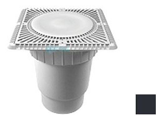 Aquastar 12" Square Sun Grate with Vented Riser Ring with Double Deep Sump Bucket with 6" Spigot (VGB Series) Black | SUN12WR102E