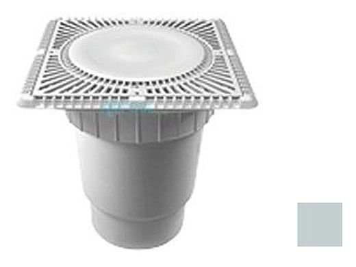 Aquastar 12" Square Sun Grate with Vented Riser Ring with Double Deep Sump Bucket with 6" Spigot (VGB Series) Light Gray | SUN12WR103E