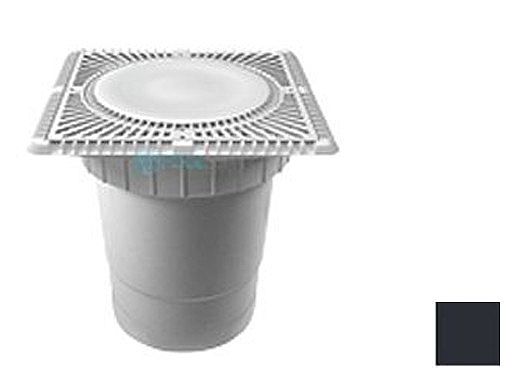 Aquastar 12" Square Sun Grate with Vented Riser Ring with Double Deep Sump Bucket with 6" Socket (VGB Series) Black | SUN12WR102F