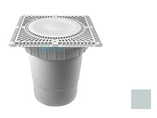 Aquastar 12" Square Sun Grate with Vented Riser Ring with Double Deep Sump Bucket with 6" Socket (VGB Series) Light Gray | SUN12WR103F