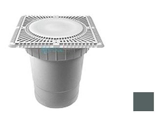 Aquastar 12" Square Sun Grate with Vented Riser Ring with Double Deep Sump Bucket with 6" Socket (VGB Series) Dark Gray | SUN12WR105F