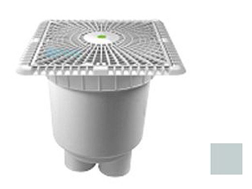 AquaStar 9" Square Star Anti-Entrapment Suction Outlet Cover with Vented Riser Ring with 2 Port Double Deep Sump Bucket (VGB Series) Light Gray | P9103B