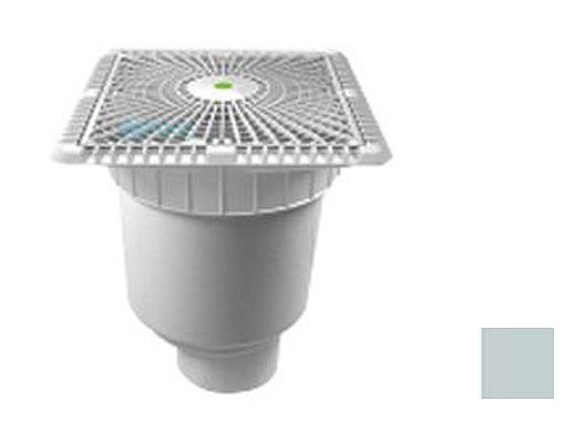 AquaStar 9" Square Star Anti-Entrapment Suction Outlet Cover with Vented Riser Ring with Double Deep Sump Bucket with 4" Spigot (VGB Series) Light Gray | P9103C