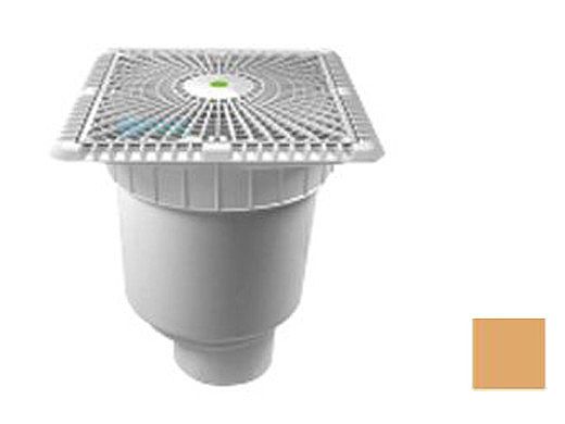 AquaStar 9" Square Star Anti-Entrapment Suction Outlet Cover with Vented Riser Ring with Double Deep Sump Bucket with 4" Spigot (VGB Series) Tan | P9108C
