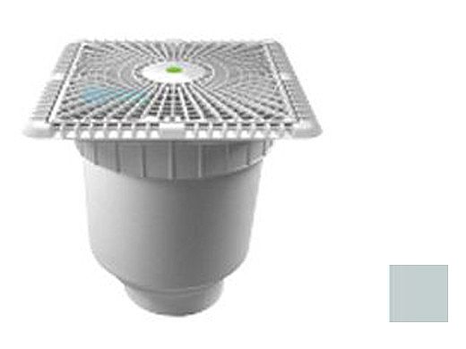 AquaStar 9" Square Star Anti-Entrapment Suction Outlet Cover with Vented Riser Ring with Double Deep Sump Bucket with 4" Socket (VGB Series) Light Gray | P9103D