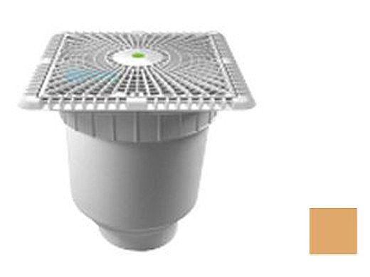 AquaStar 9" Square Star Anti-Entrapment Suction Outlet Cover with Vented Riser Ring with Double Deep Sump Bucket with 4" Socket (VGB Series) Tan | P9108D