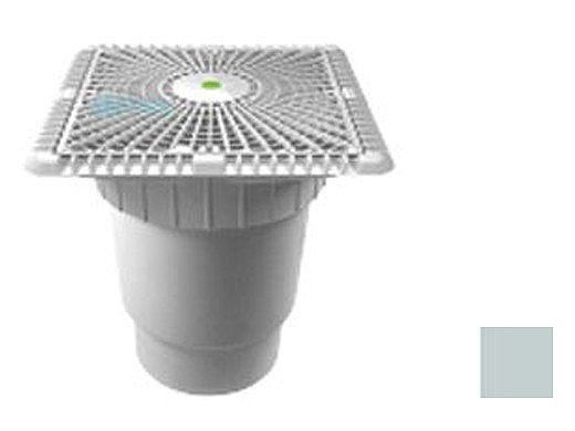 AquaStar 9" Square Star Anti-Entrapment Suction Outlet Cover with Vented Riser Ring with Double Deep Sump Bucket with 6" Spigot (VGB Series) Light Gray | P9103E