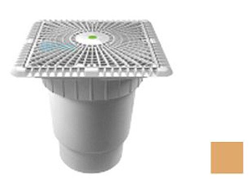 AquaStar 9" Square Star Anti-Entrapment Suction Outlet Cover with Vented Riser Ring with Double Deep Sump Bucket with 6" Spigot (VGB Series) Tan | P9108E