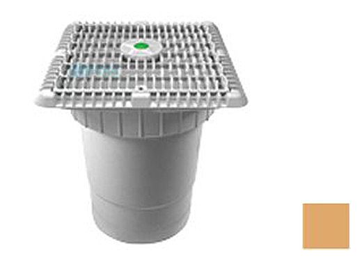 AquaStar 9" Square Star Anti-Entrapment Suction Outlet Cover with Vented Riser Ring with Double Deep Sump Bucket with 6" Socket (VGB Series) Tan | P9108F