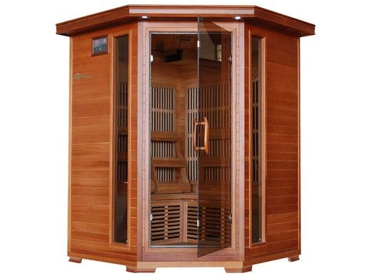 HeatWave Hudson Bay 3-Person Cedar Corner Infrared Sauna with 7 Carbon Heaters | SA1312