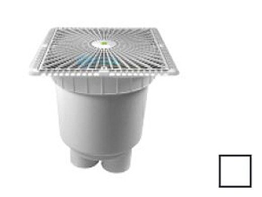 AquaStar 12" Square Star Anti-Entrapment Suction Outlet Cover with Vented Riser Ring with 2 Port Double Deep Sump Bucket (VGB Series)  White | P12101B