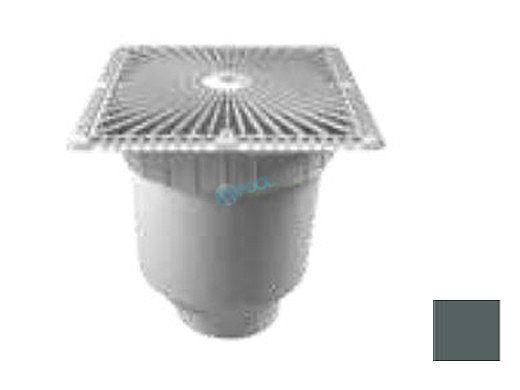 Aquastar 12" Square Star Anti-Entrapment Suction Outlet Cover with Vented Riser Ring with Double Deep Sump Bucket with 4" Socket (VGB Series) Dark Gray | P12105D