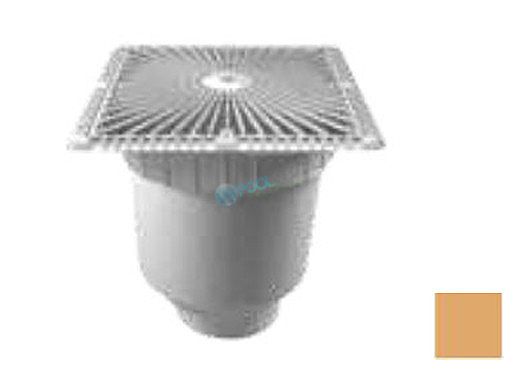 Aquastar 12" Square Star Anti-Entrapment Suction Outlet Cover with Vented Riser Ring with Double Deep Sump Bucket with 4" Socket (VGB Series) Tan | P12108D