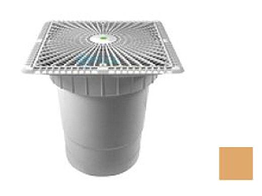 AquaStar 12" Square Star Anti-Entrapment Suction Outlet Cover with Vented Riser Ring with Double Deep Sump Bucket with 6" Socket (VGB Series) Tan | P12108F