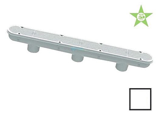 AquaStar 32" Channel Drain Pinhole Anti-Entrapment Suction Outlet Cover with 3 Port Sump (VGB Series) | White | 32CDPH101