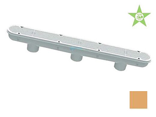 AquaStar 32" Channel Drain Pinhole Anti-Entrapment Suction Outlet Cover with 3 Port Sump (VGB Series) | Tan | 32CDPH108