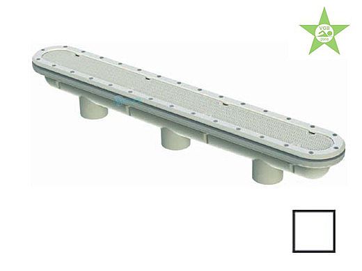 AquaStar 32" Channel Drain Pinhole Anti-Entrapment Suction Outlet Cover and 3 Port Manufactured Sump for Vinyl/Fiberglass | White | 32CDPHV101