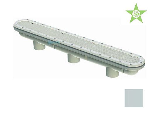 AquaStar 32" Channel Drain Pinhole Anti-Entrapment Suction Outlet Cover and 3 Port Manufactured Sump for Vinyl/Fiberglass | Light Gray | 32CDPHV103